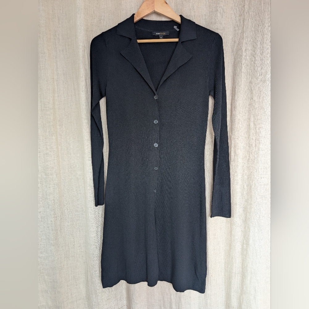 Black Knit Shirt Dress